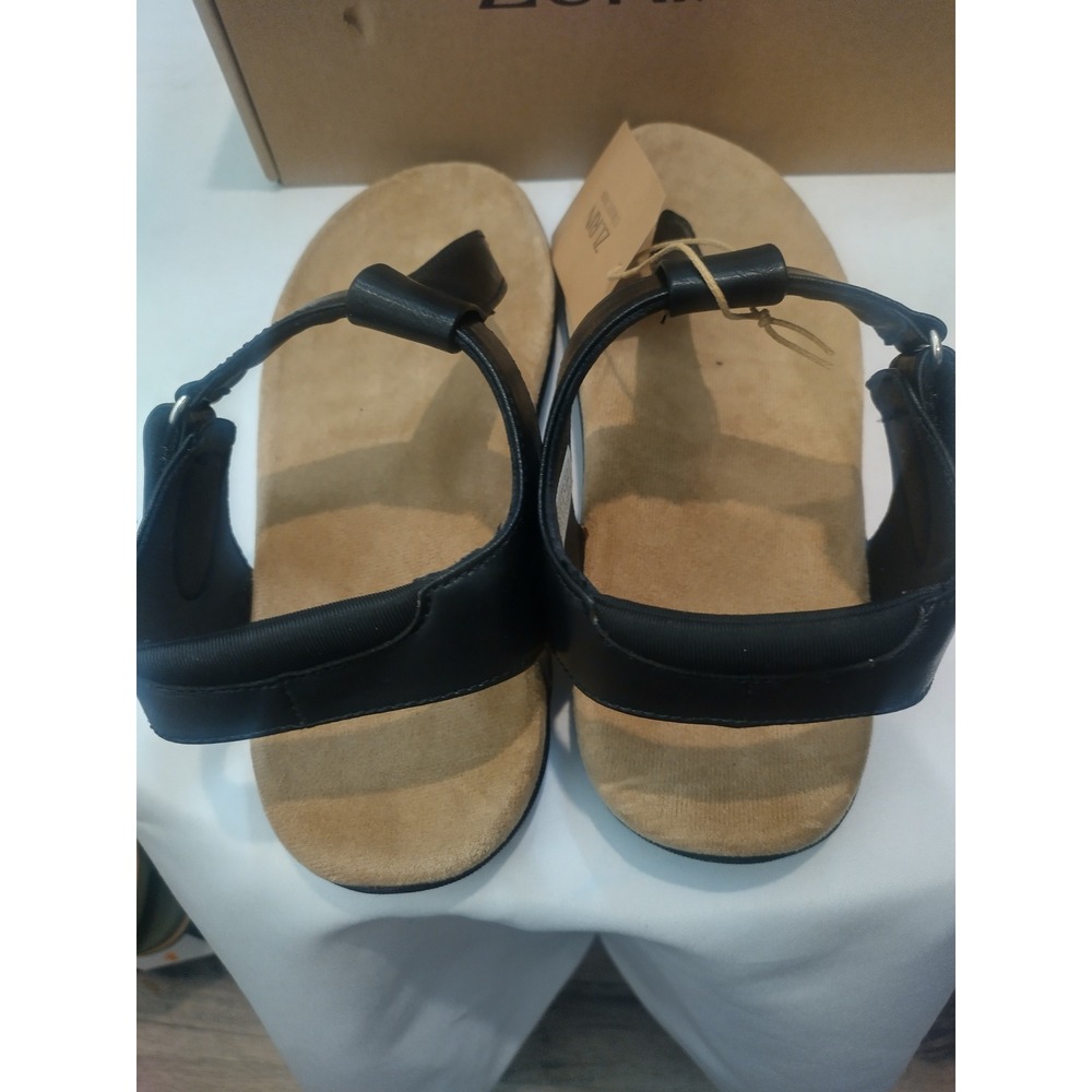 Zurin Collection Black Thong Sandals Womens Size 9 Adjustable Ankle Strap LX050W - Picture 4 of 7